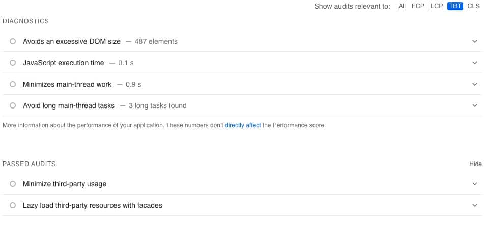 TBT, Total Blocking Time, page speed optimization