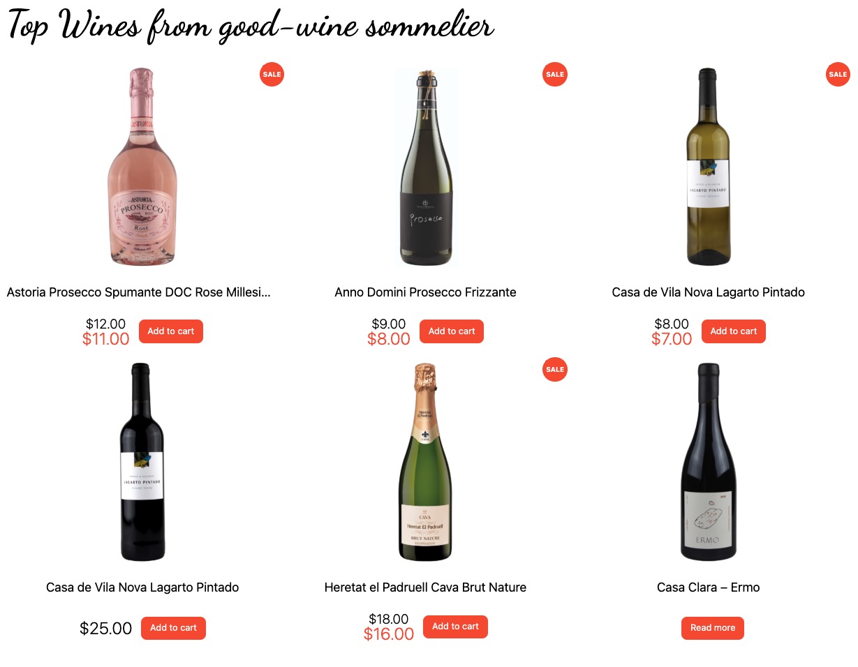 GoodWine products WordPress pattern