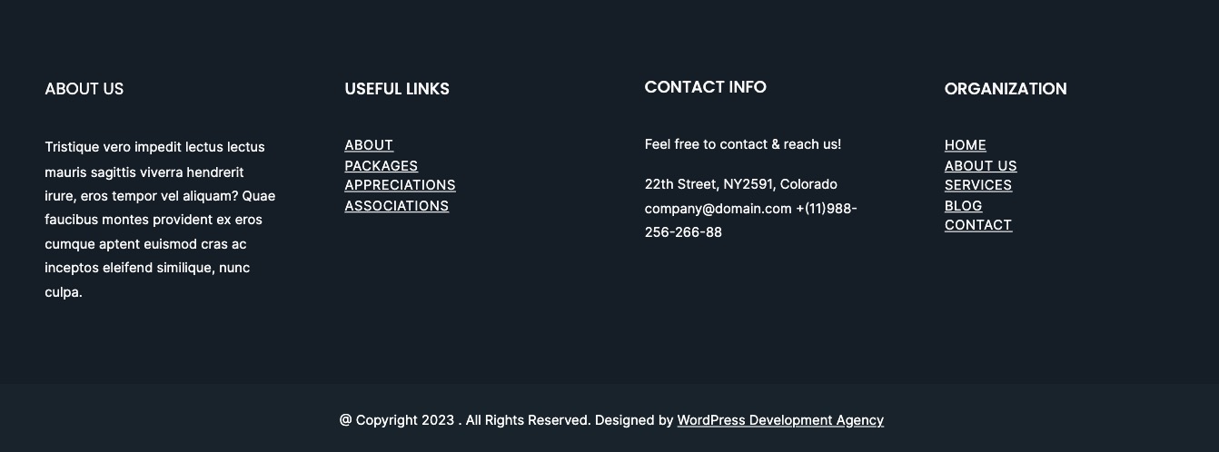 Journy Footer WordPress Pattern