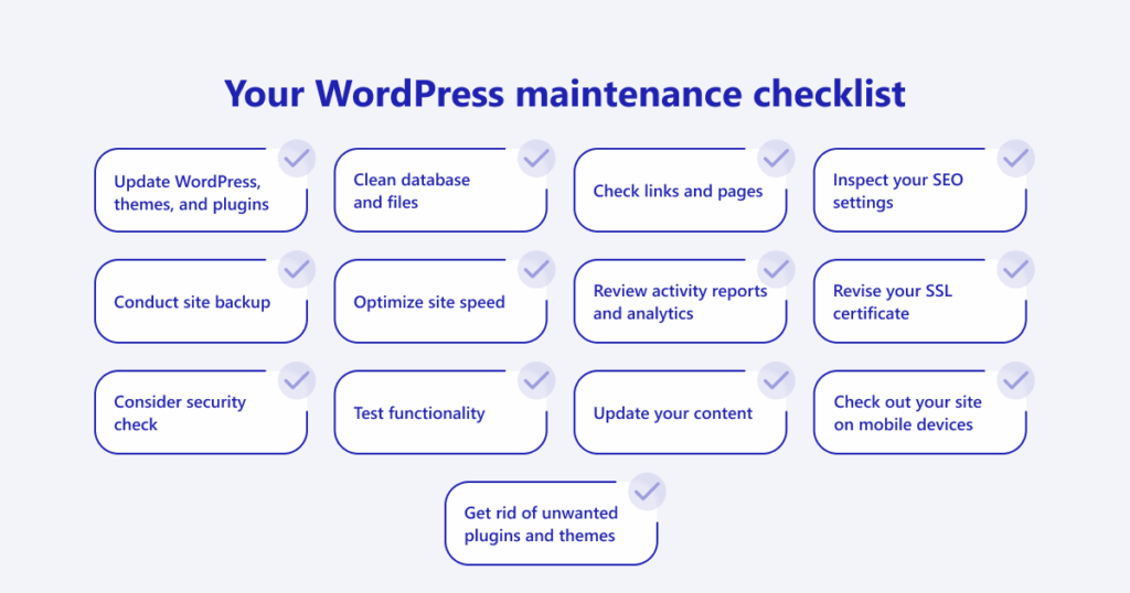 Complete WordPress maintenance checklist
