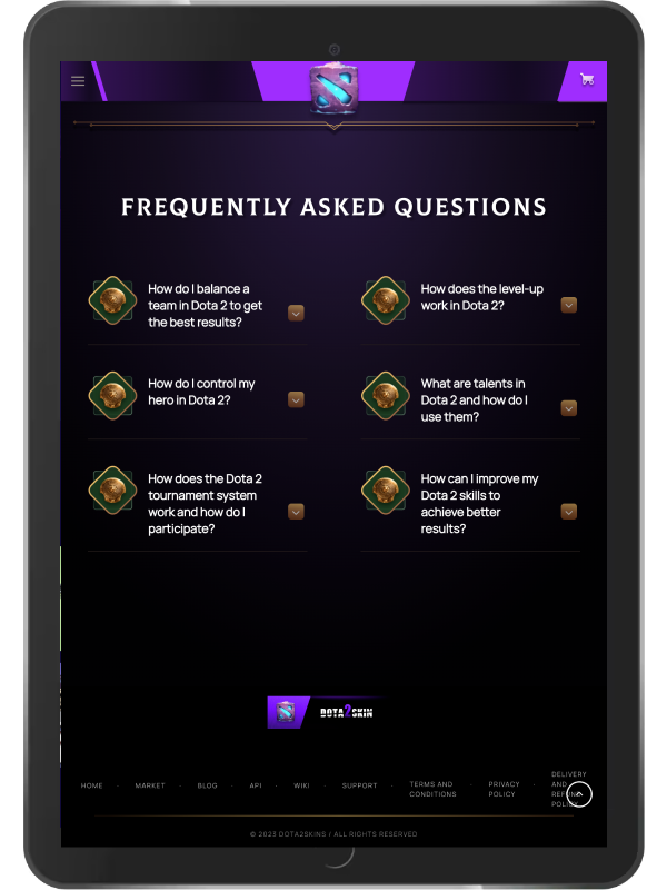 Dota2Skin website developer Ipad view