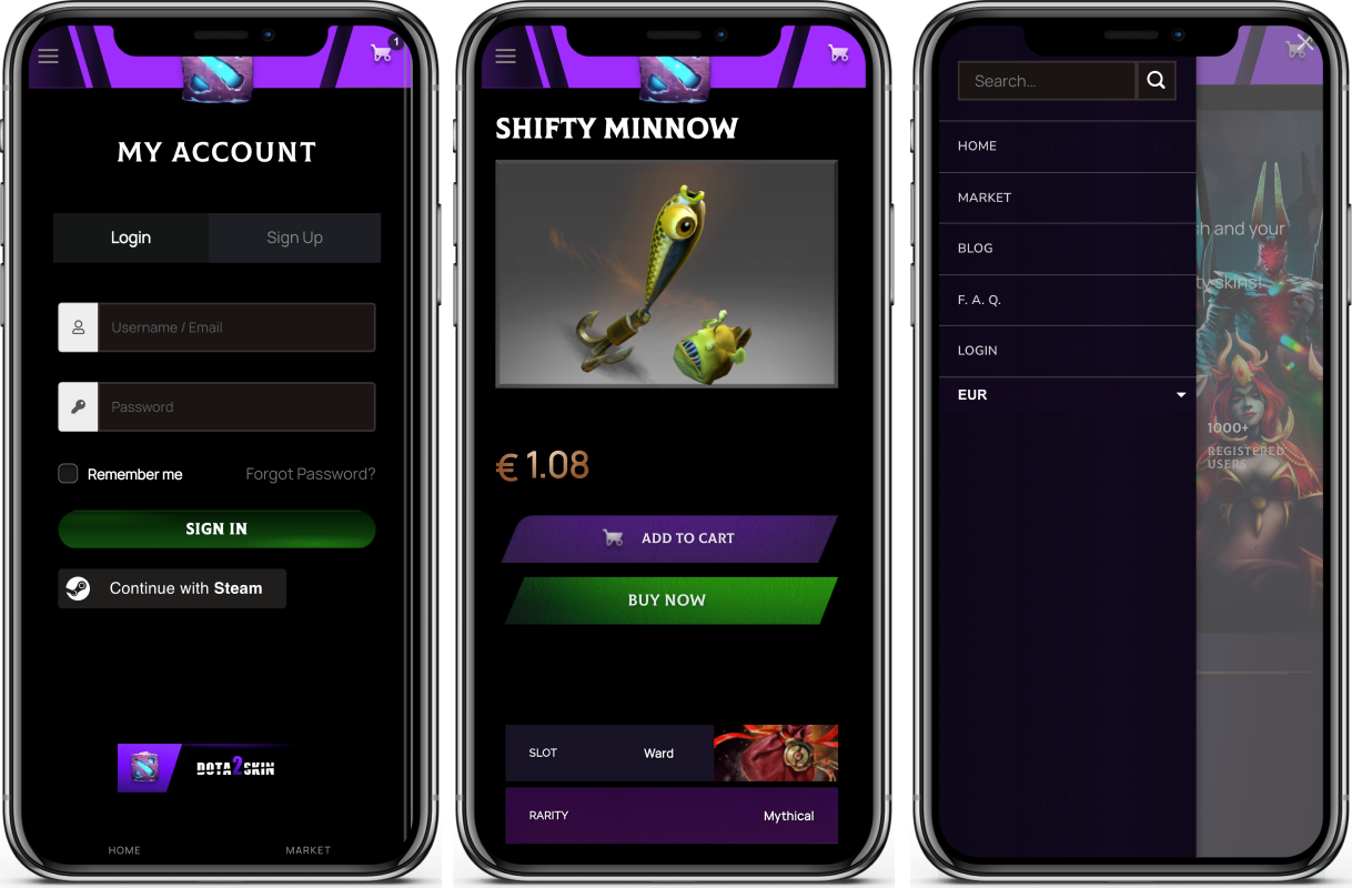 Dota2Skin website developer Iphone view