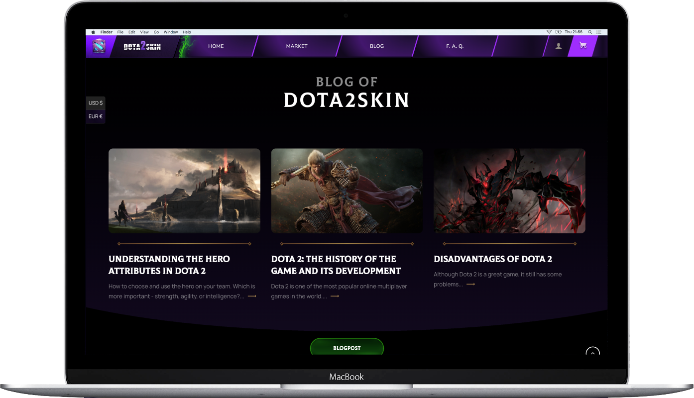 Dota2Skin website developer Laptop view