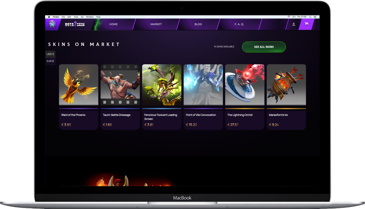 Dota2Skin website developer Laptop view