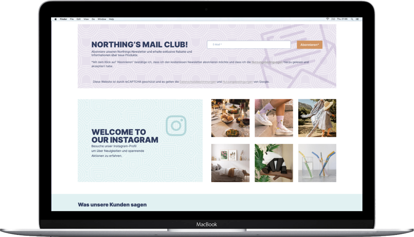 Northings website development Laptop view