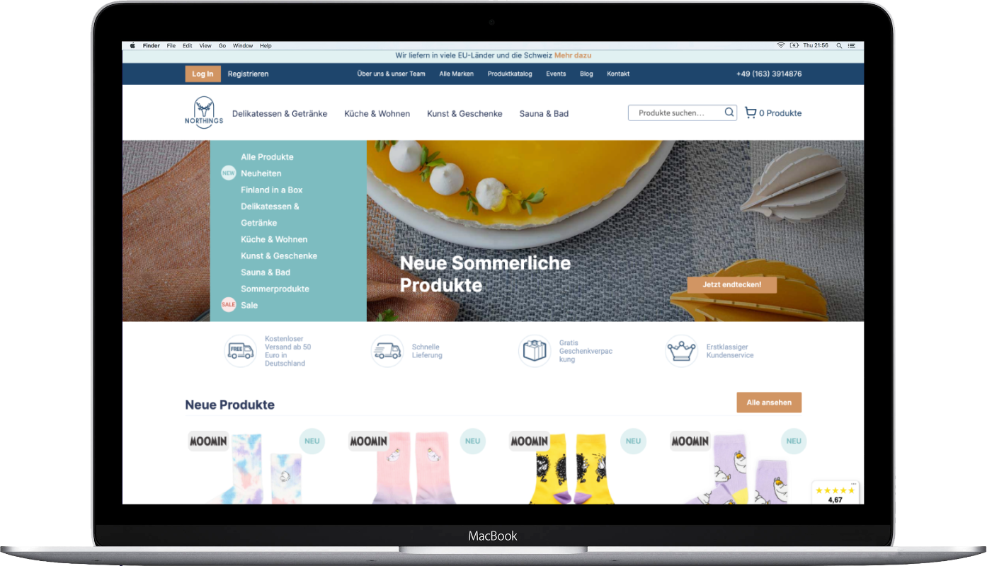 Northings website development Laptop view