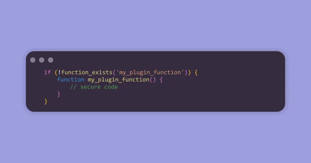 Example of secure WordPress plugin function structure